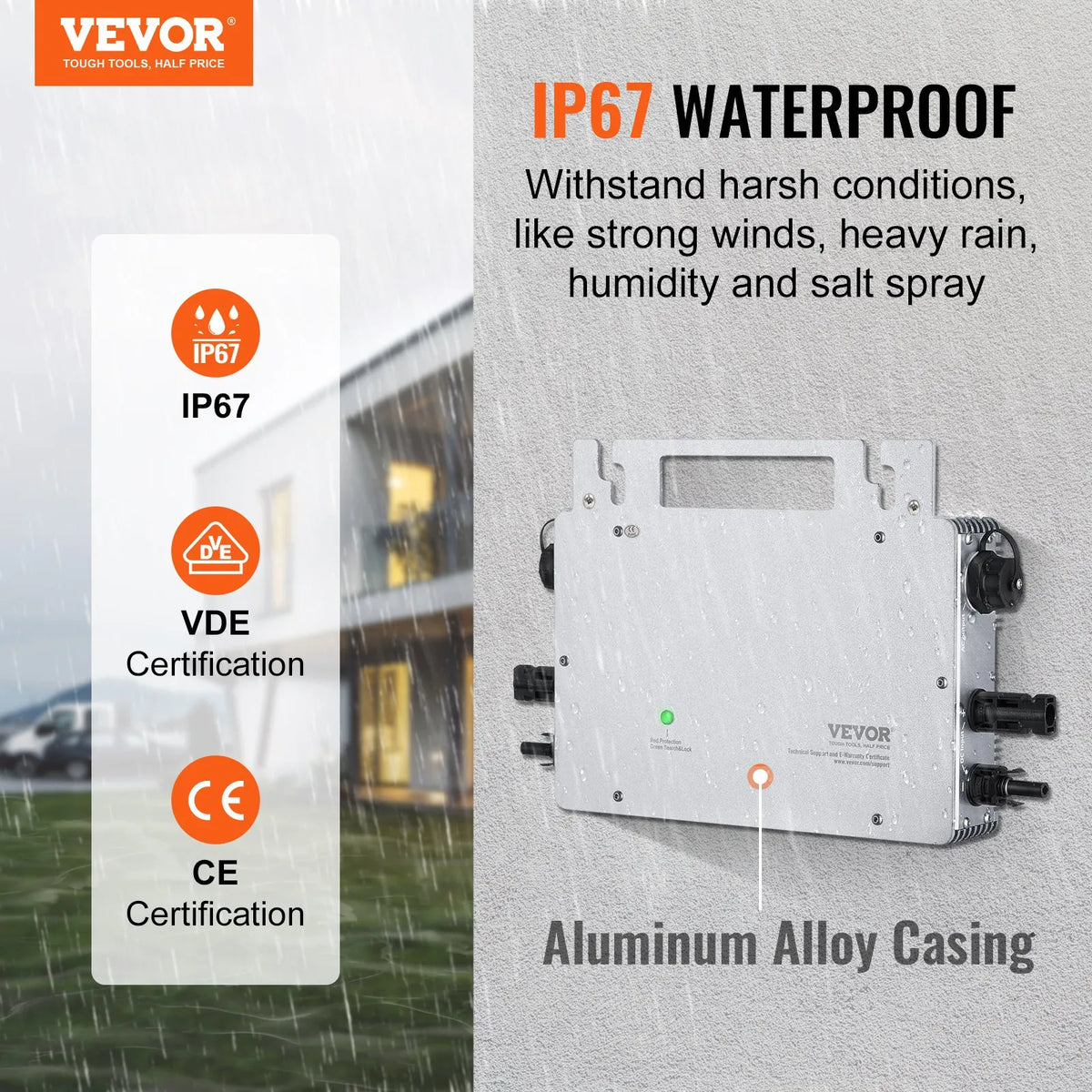 VEVOR Mikroinvertors 600W — tīkla, IP67, WiFi