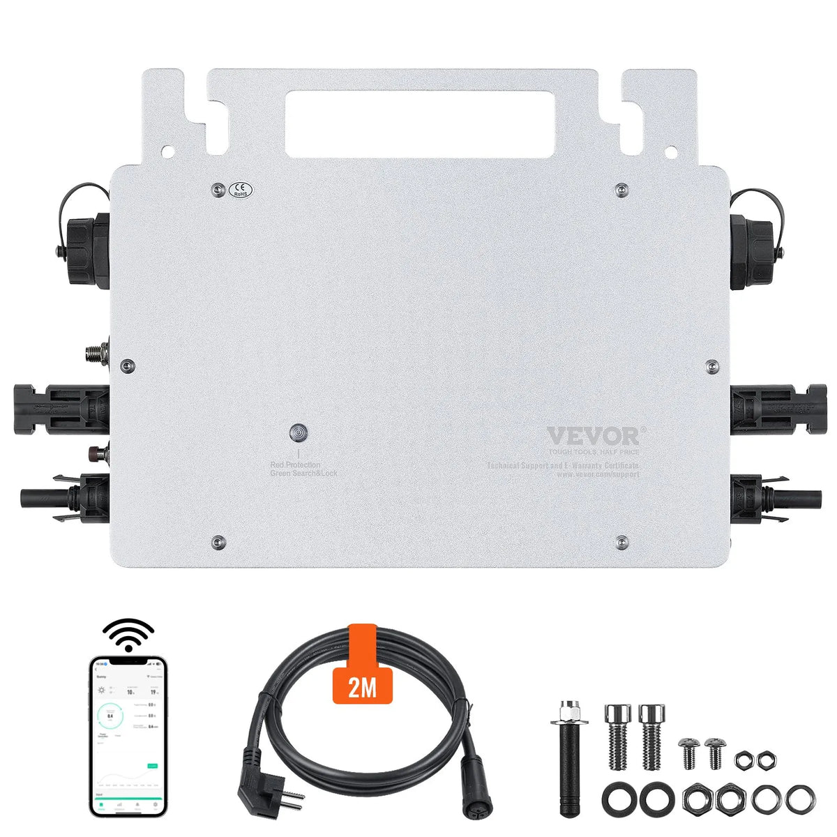 VEVOR Mikroinvertors 600W — tīkla, IP67, WiFi