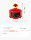 VEVOR drošības degvielas kanna 9,5 l, I tipa benzīna kanna sarkanā krāsā ar nerūsējošā tērauda liesmas slāpētāju, pašnoslēdzošu vāku un PE piltuvi, oglekļa tērauda uzliesmojošu šķidrumu uzglabāšanas tvertne ar ergonomisku rokturi