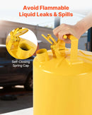 VEVOR drošības degvielas kanna 19 l, I tipa dīzeļdegvielas kanna dzeltenā krāsā ar nerūsējošā tērauda liesmas slāpētāju, pašnoslēdzošu vāku un PE piltuvi, oglekļa tērauda degvielas uzglabāšanas tvertne ar ergonomisku rokturi