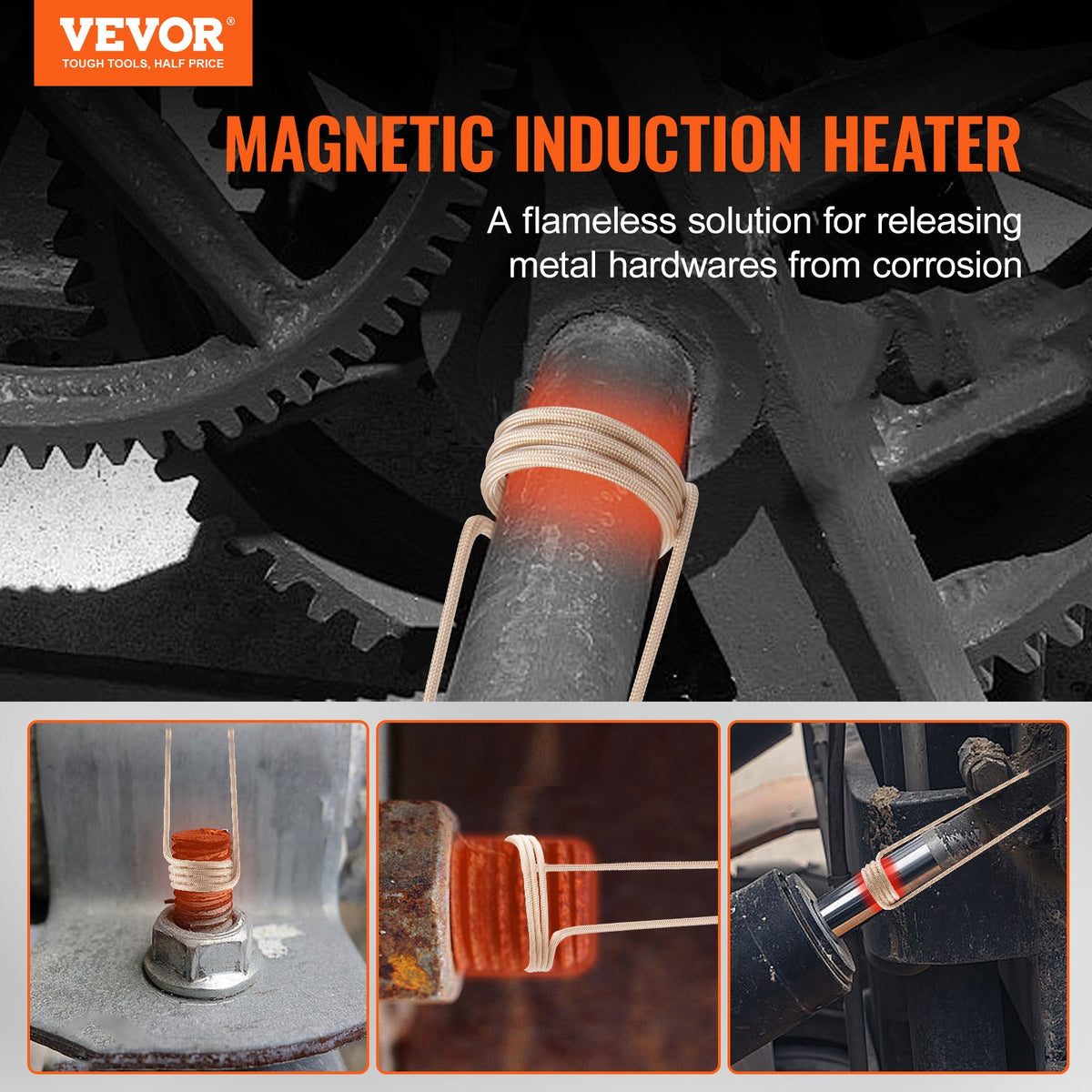 VEVOR Handheld Magnetic Induction Heater 1 kW for Rusted Bolt Removal