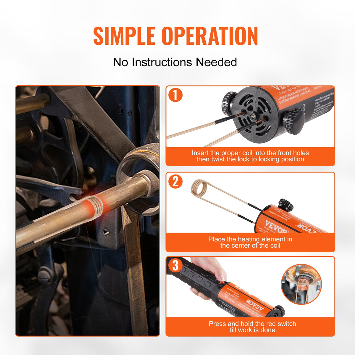 VEVOR Handheld Magnetic Induction Heater 1 kW for Rusted Bolt Removal