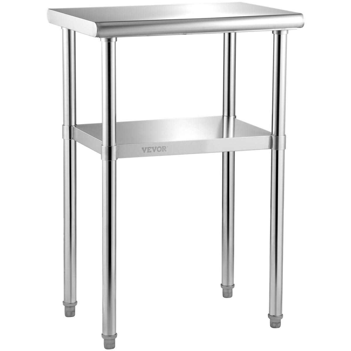 VEVOR Stainless Steel Work Table 61 × 46 × 91 cm with Adjustable Shelf and Feet, 272 kg
