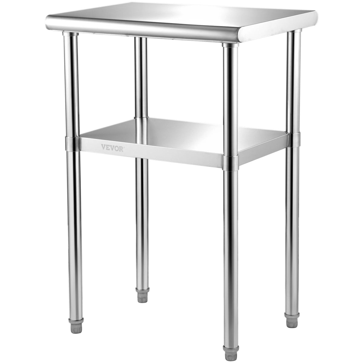 VEVOR Stainless Steel Work Table 61 × 46 × 91 cm with Adjustable Shelf and Feet, 272 kg