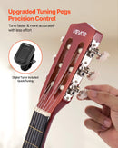 VEVOR 780 mm klasiskā basskoka ģitāra ar neilona stīgām, pilns iesācēju komplekts ar somu, siksnu, skaņotāju, stīgām, mediatoriem un kapo, saulrieta tonis