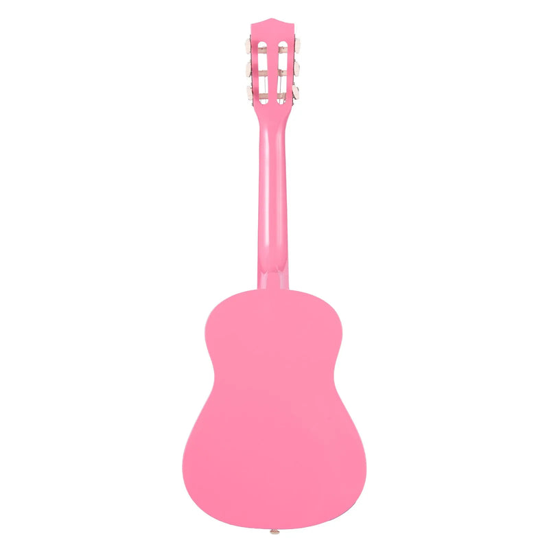 VEVOR klasiskā ģitāra, 780 mm, sākuma komplekts iesācējiem ar neilona stīgām, pārvalku, siksnu, skaņotāju, papildu stīgām, mediatoriem un kapo, liepkoka korpuss, bērniem un jauniešiem, rozā krāsā