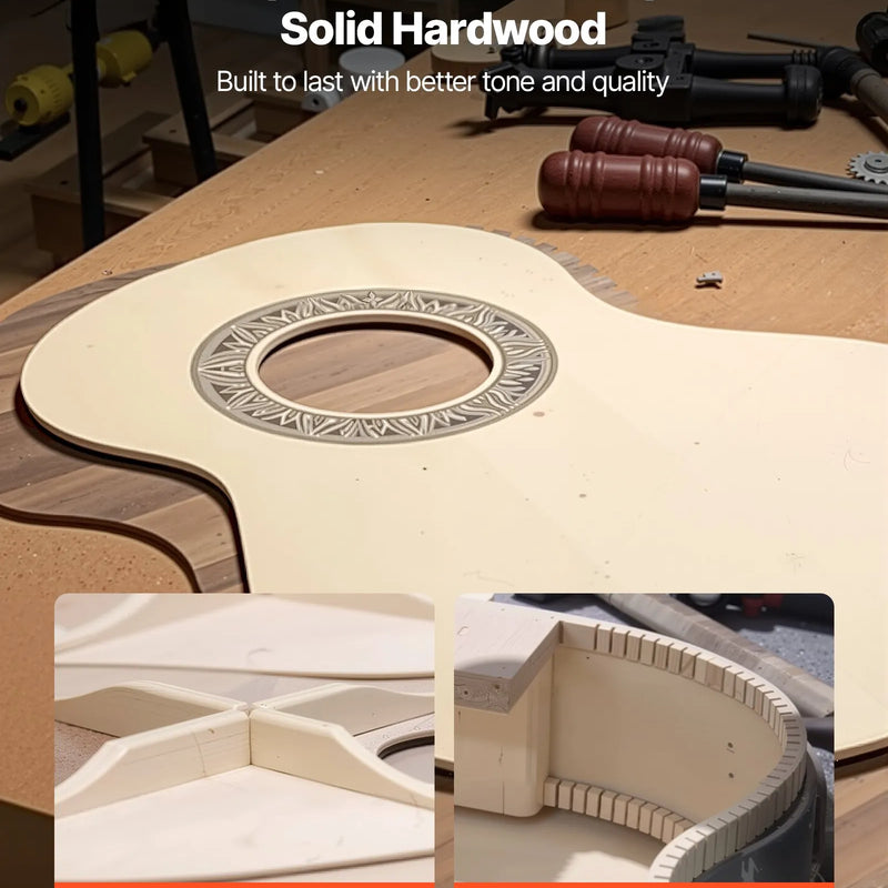 VEVOR klasiskā ģitāra, 780 mm, sākuma komplekts iesācējiem ar neilona stīgām, pārvalku, siksnu, skaņotāju, papildu stīgām, mediatoriem un kapo, liepkoka korpuss, bērniem un jauniešiem, rozā krāsā