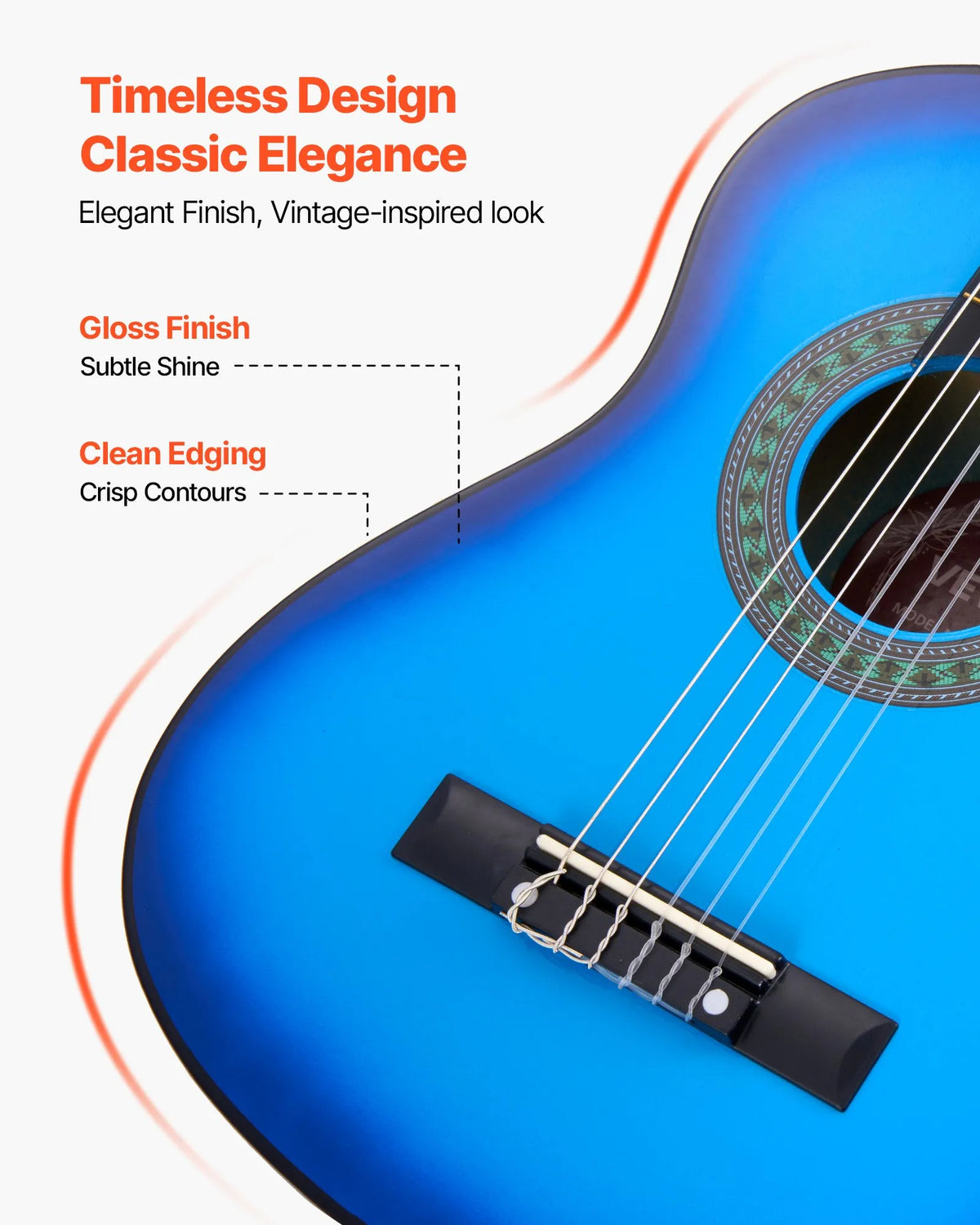 VEVOR Classical Guitar 780 mm with Nylon Strings, Beginner Kit with Bag, Strap, Tuner and Capo, Children, Blue
