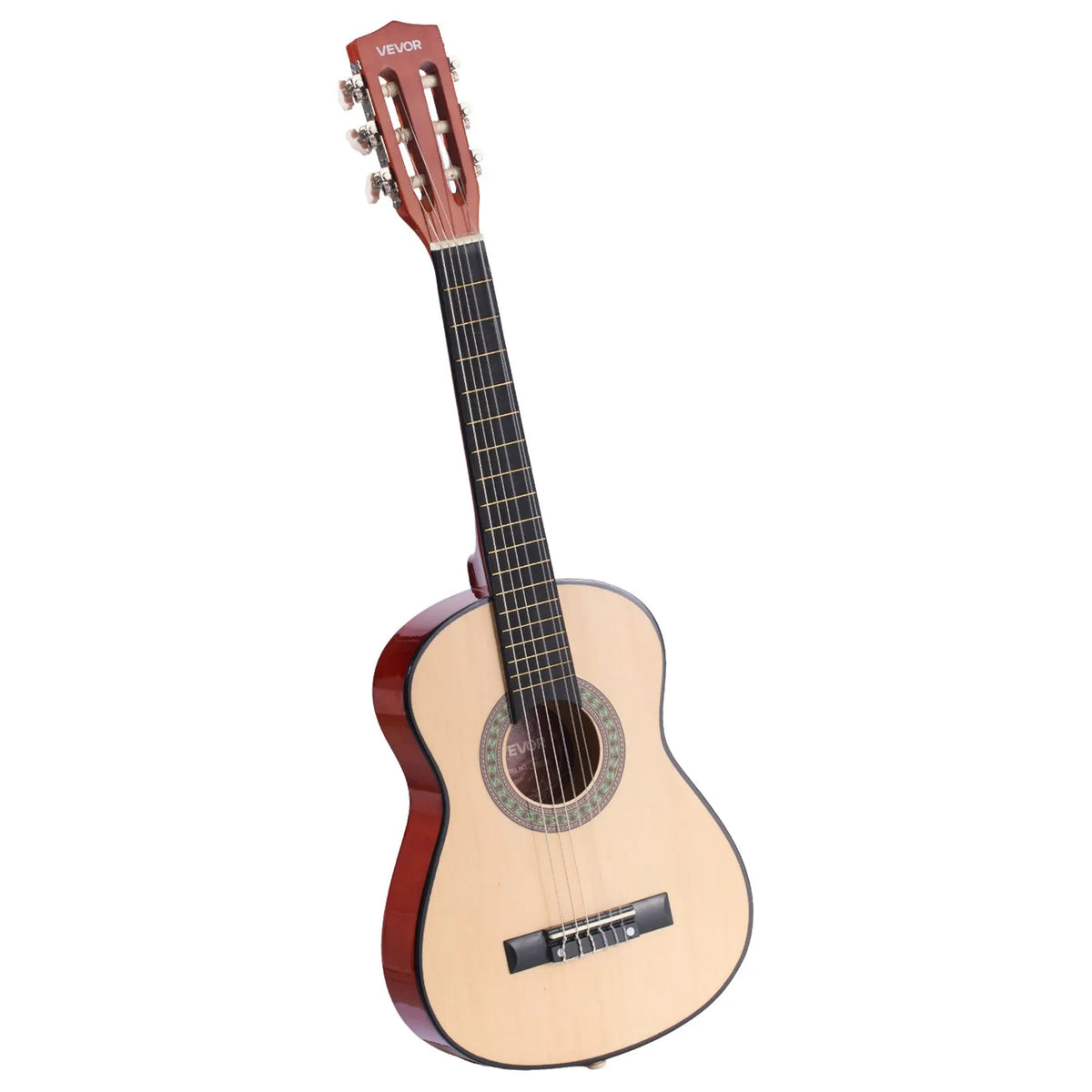 VEVOR Classical Guitar 780 mm with Nylon Strings, Beginner Kit with Bag, Strap, Tuner and Capo, for Children, Natural Wood