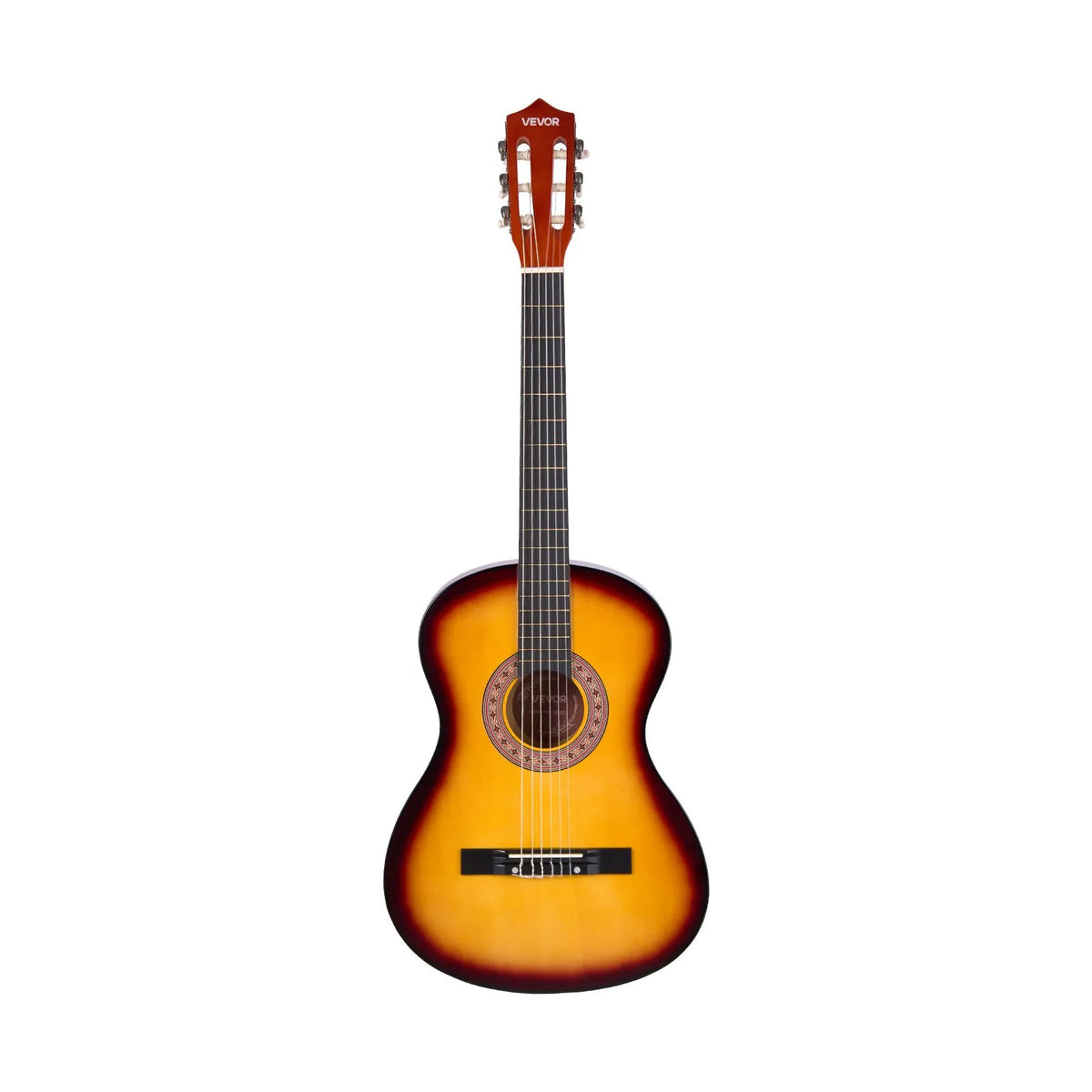 VEVOR Classical Guitar 960 mm with Nylon Strings, Beginner Kit with Bag, Strap, Tuner and Capo, Sunset Tone