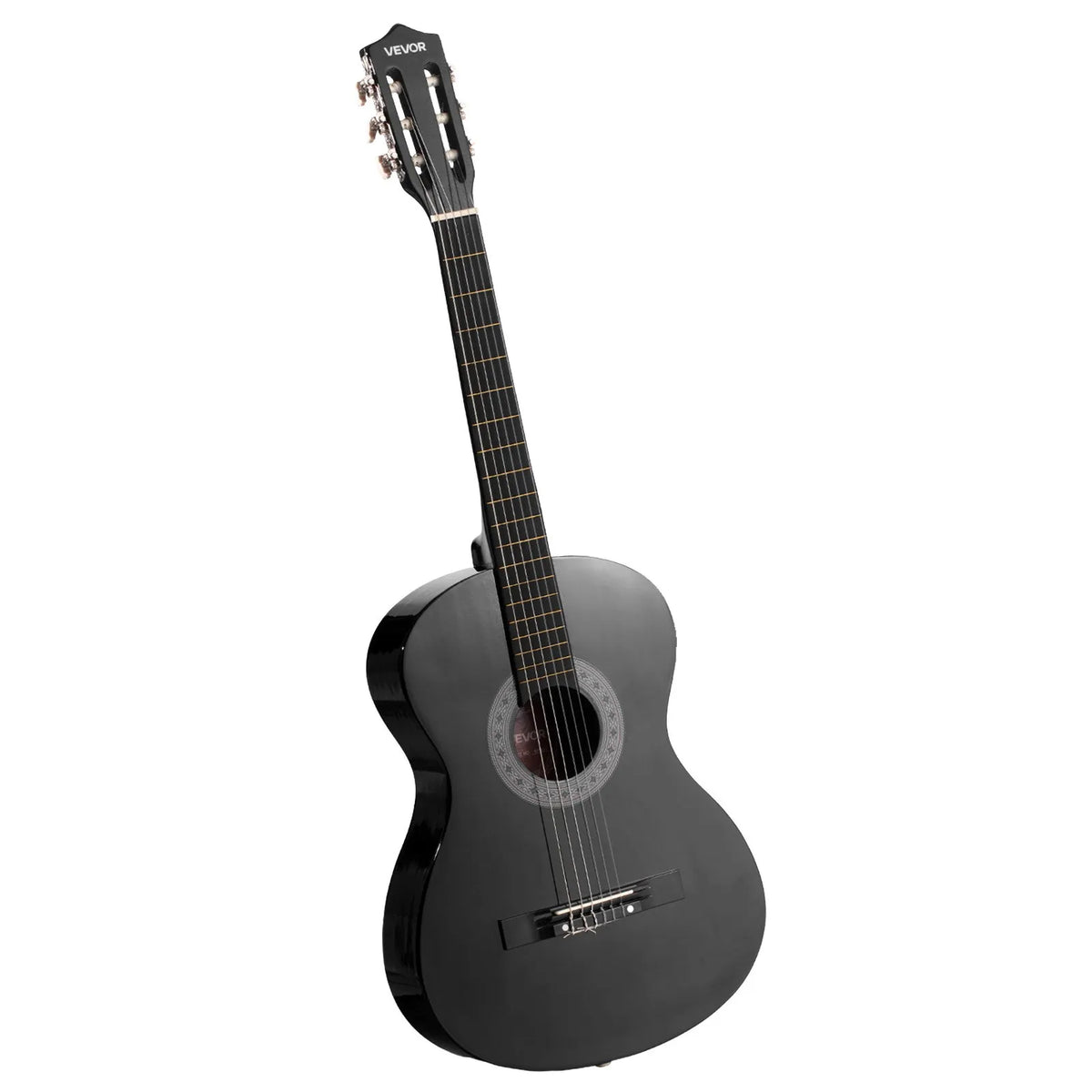 VEVOR Classical Guitar 960 mm with Nylon Strings, Beginner Kit with Bag, Strap, Tuner and Capo, Black