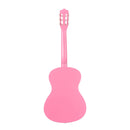 VEVOR klasiskā ģitāra 960 mm, basskoka modelis ar neilona stīgām, iesācēju komplekts ar somu, siksnu, skaņotāju, stīgām, mediatoriem un kapo, rozā krāsa