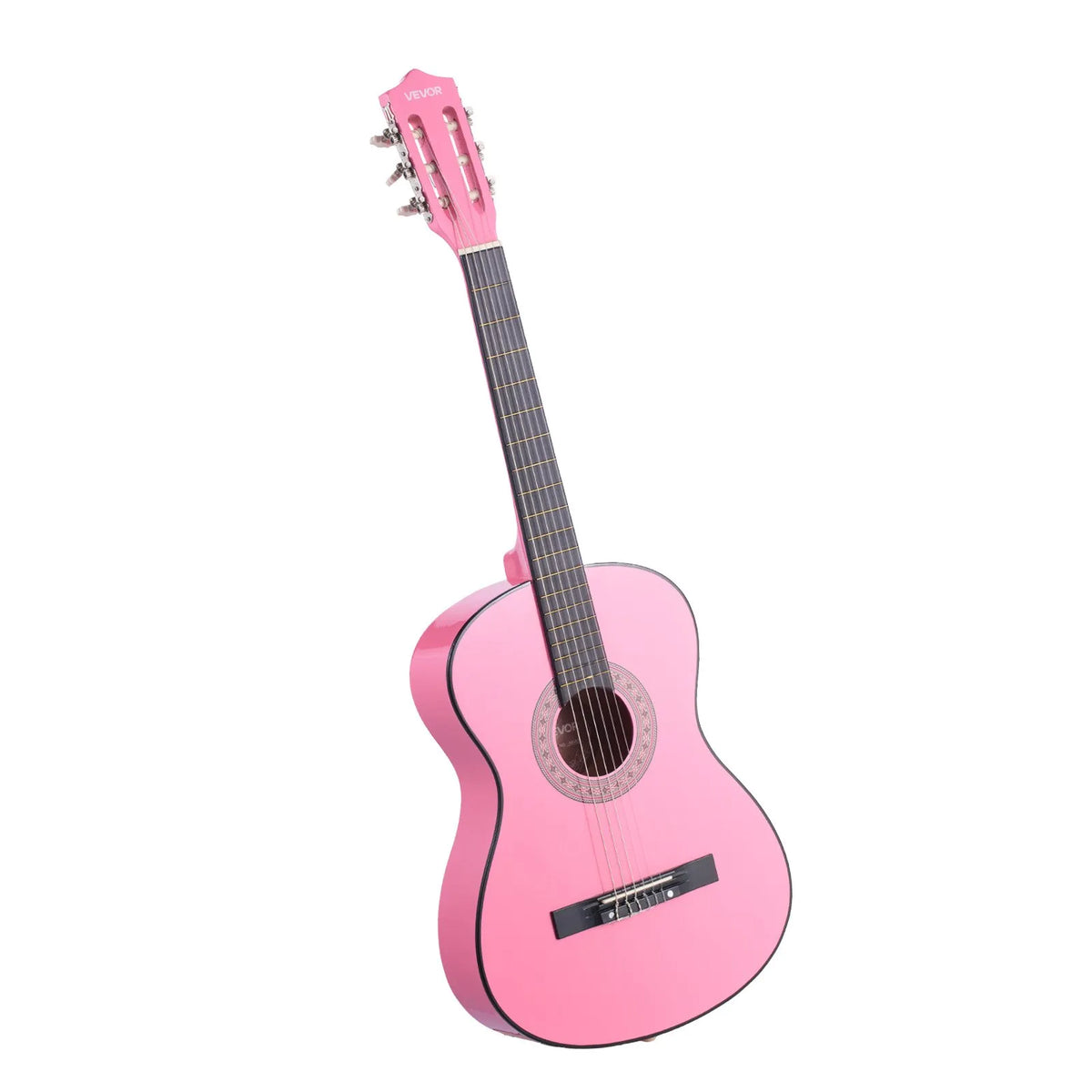 VEVOR Classical Guitar 960 mm with Nylon Strings, Beginner Kit with Bag, Strap, Tuner and Capo, Pink