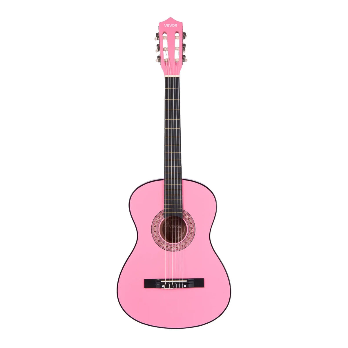 VEVOR Classical Guitar 960 mm with Nylon Strings, Beginner Kit with Bag, Strap, Tuner and Capo, Pink