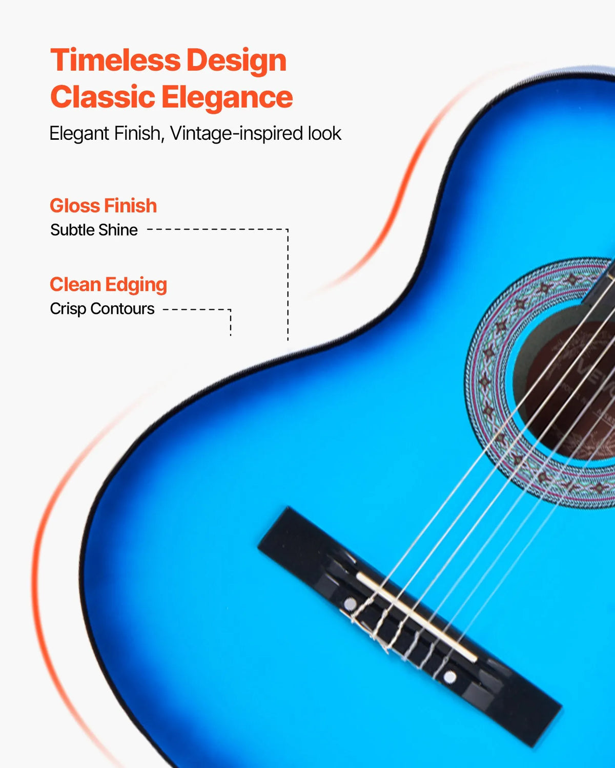 VEVOR Classical Guitar 960 mm with Nylon Strings, Beginner Kit with Bag, Strap, Tuner and Capo, Blue