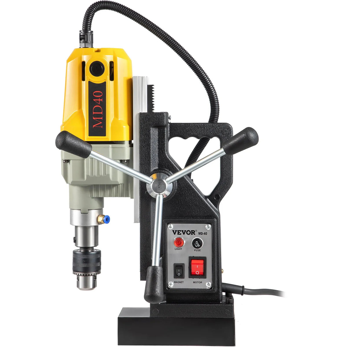 VEVOR 1100 W Magnetic Drill Press with 40 mm Drilling Diameter, 12000 N Holding Force and 12 Drill Bits, 580 RPM Portable Electric Drill Press for Metal and Home Work