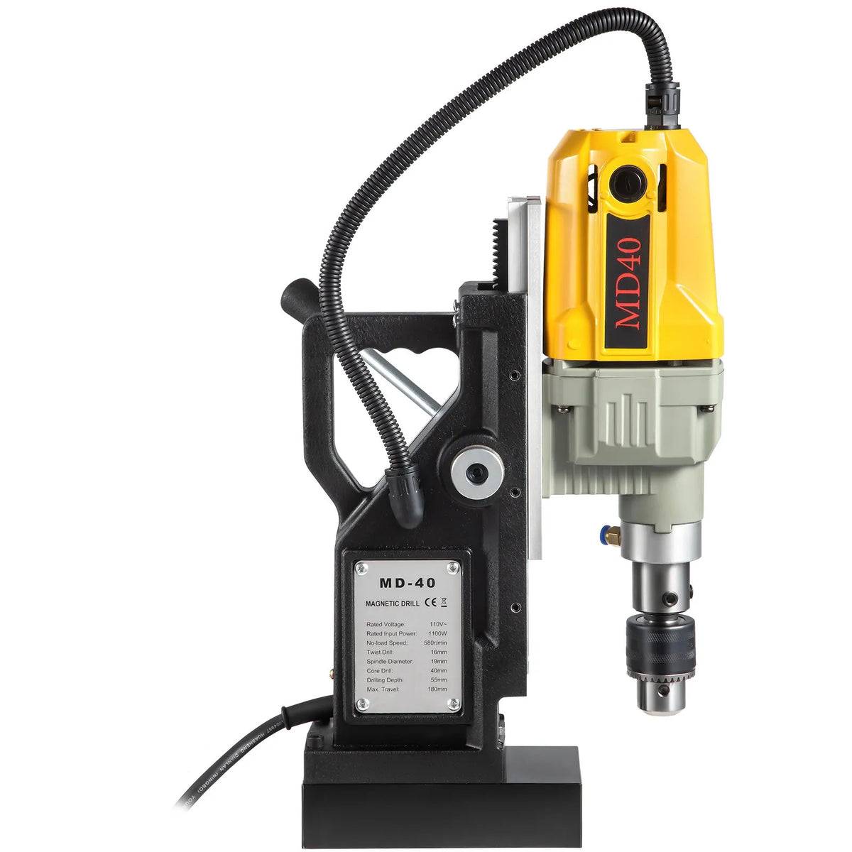 VEVOR 1100 W Magnetic Drill Press with 40 mm Drilling Diameter, 12000 N Holding Force and 12 Drill Bits, 580 RPM Portable Electric Drill Press for Metal and Home Work