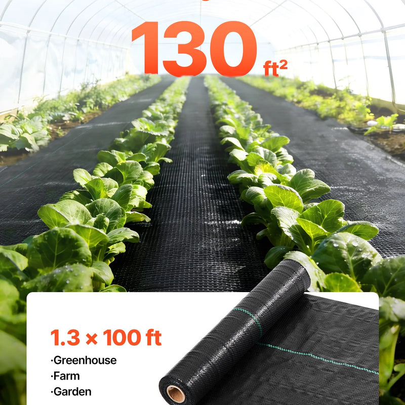VEVOR nezāļu barjeras audums smagai slodzei, 0,4 x 30,5 m, 90,7 g/m² austs ainavu segums, nezāļu ierobežošanas pārklājums dārzam, ģeotekstila pamatne, melns - ZEMLETES.LV