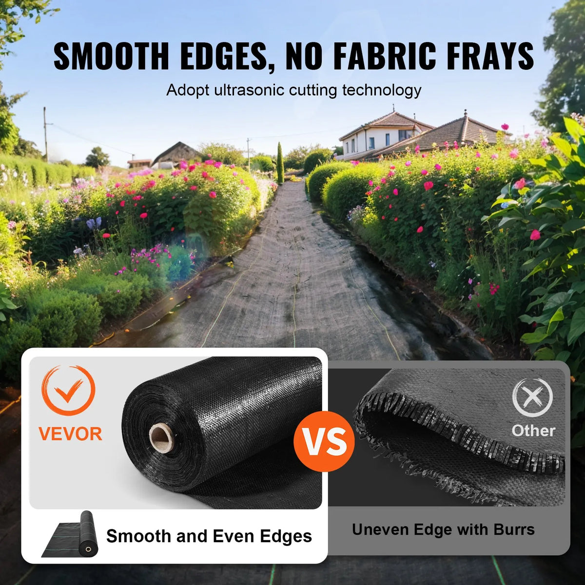 VEVOR Premium pastiprināts nezāļu ierobežošanas ainavu audums 3,96 x 32,92 m, 141,7 g/m² austs ģeotekstils zem grants, augstas caurlaidības piebraucamā ceļa segums, dārza nezāļu kontroles audums - ZEMLETES.LV