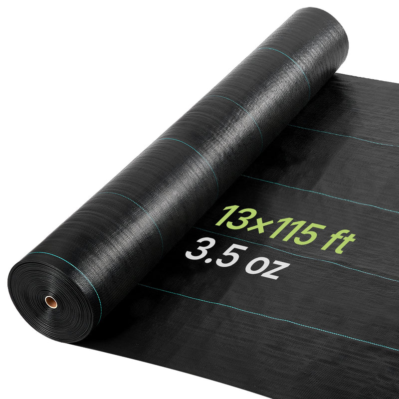 VEVOR nezāļu barjeras audums smagai slodzei, 4 x 35,1 m, 99,2 g/m² austs ainavu segums, nezāļu ierobežošanas pārklājums dārzam, ģeotekstila pamatne, melns - ZEMLETES.LV