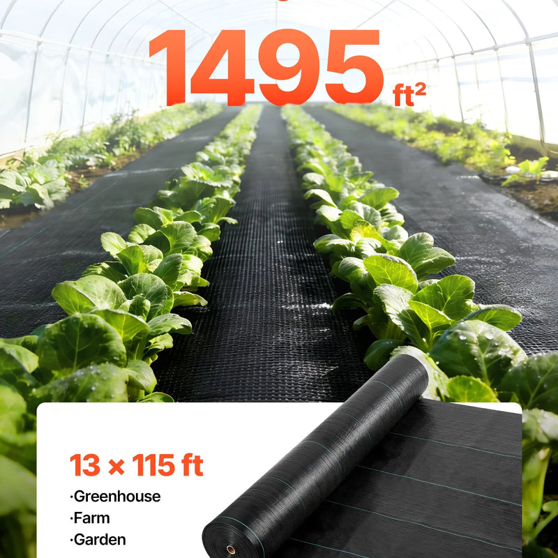 VEVOR nezāļu barjeras audums smagai slodzei, 4 x 35,1 m, 99,2 g/m² austs ainavu segums, nezāļu ierobežošanas pārklājums dārzam, ģeotekstila pamatne, melns - ZEMLETES.LV