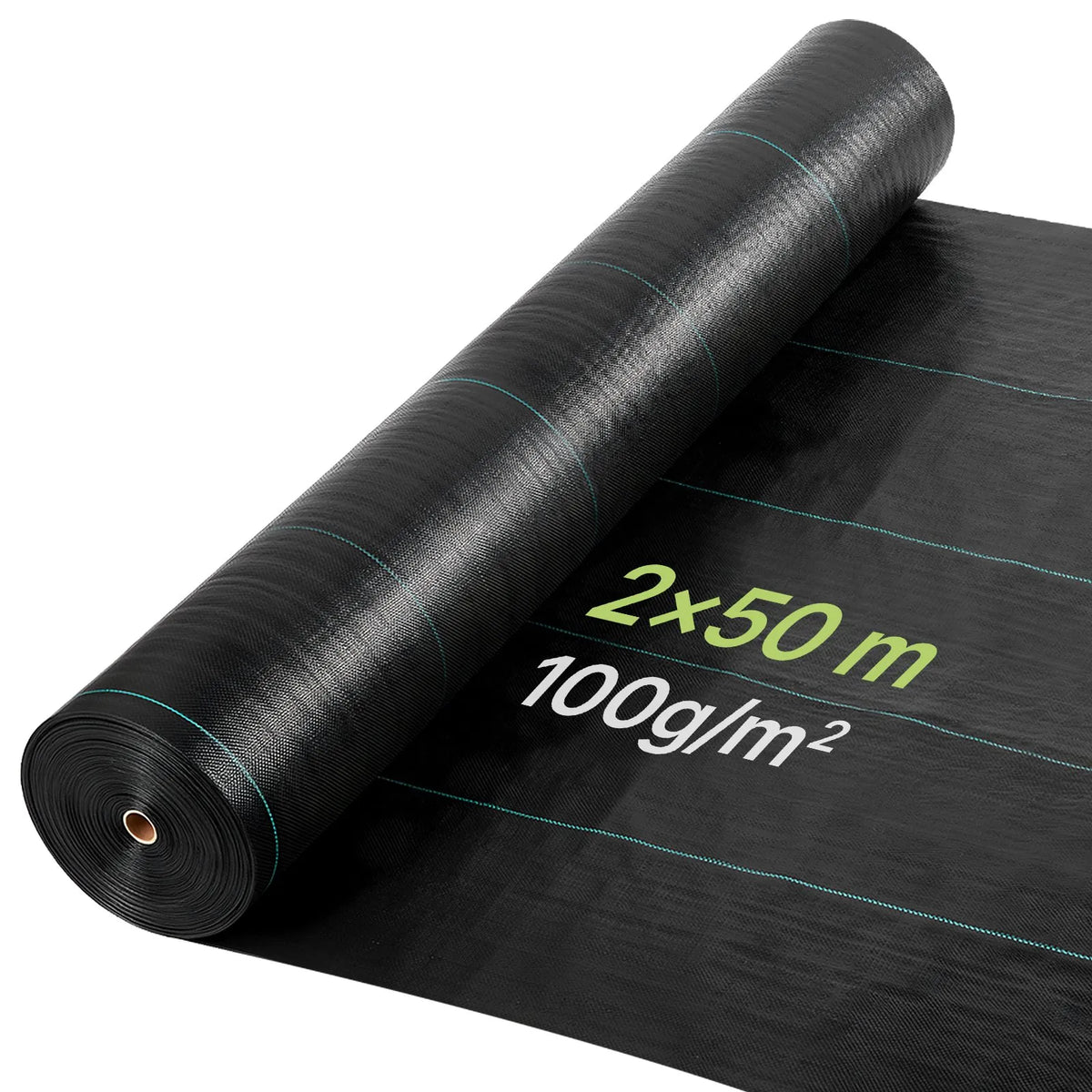 VEVOR nezāļu barjeras audums 2 x 50 m, 100 g/m² austs PP dārza segums ar augstu blīvumu, ūdens caurlaidīgs pārklājums celiņiem, grantij un dārza zonām - ZEMLETES.LV