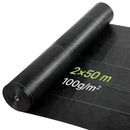VEVOR nezāļu barjeras audums 2 x 50 m, 100 g/m² austs PP dārza segums ar augstu blīvumu, ūdens caurlaidīgs pārklājums celiņiem, grantij un dārza zonām - ZEMLETES.LV