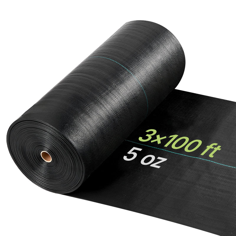 VEVOR nezāļu barjeras audums smagai slodzei, 0,9 x 30,5 m, 141,7 g/m² austs ainavu segums, nezāļu ierobežošanas pārklājums dārzam, ģeotekstila pamatne, melns - ZEMLETES.LV