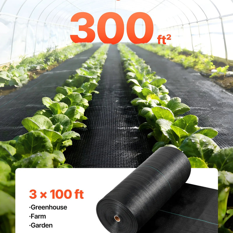 VEVOR nezāļu barjeras audums smagai slodzei, 0,9 x 30,5 m, 141,7 g/m² austs ainavu segums, nezāļu ierobežošanas pārklājums dārzam, ģeotekstila pamatne, melns - ZEMLETES.LV