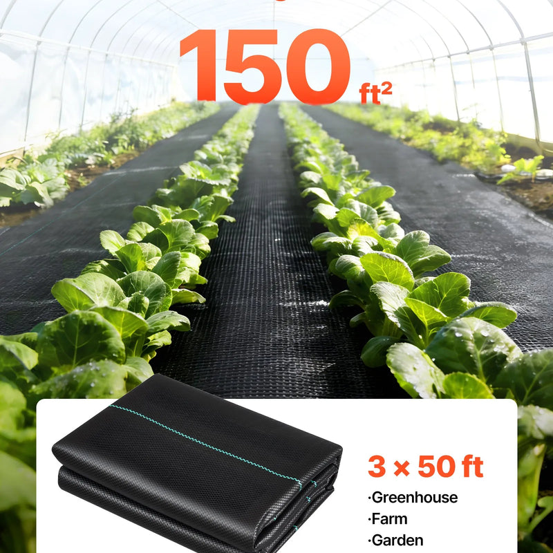 VEVOR pretnezāļu audums 2 gab., 0,9 × 15,2 m, 90,7 g/m², austs ainavu segums, nezāļu kontroles ģeotekstils, dārza seguma paklājs, melns - ZEMLETES.LV