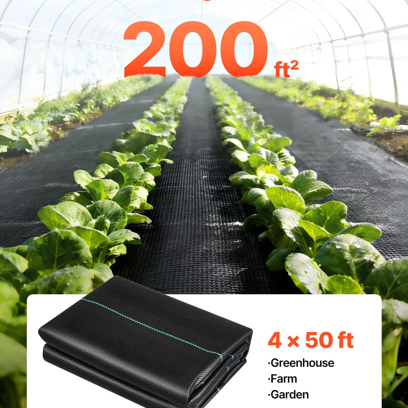 VEVOR nezāļu barjeras audums smagai slodzei, 2 gab., 1,2 x 15,2 m, 90,7 g/m² austs ainavu segums, nezāļu ierobežošanas pārklājums dārzam, ģeotekstila pamatne, melns - ZEMLETES.LV