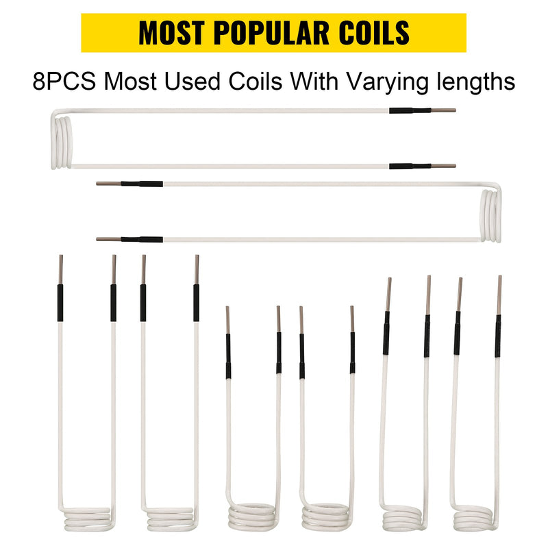 VEVOR indukcijas sildītāja spoles komplekts, 8 gab., dažāda garuma, karstumizturīgas, elastīgas, piemērotas rūsējušu skrūvju un uzgriežņu noņemšanai