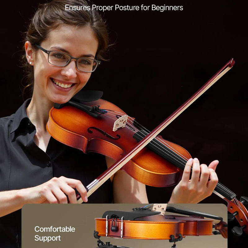 VEVOR 355 mm pilna izmēra vijole pieaugušajiem, iesācēju komplekts ar cieto futrāli, loku, plecu balstu, tiltiņu, sveķiem, skaņotāju un papildu stīgām, profesionāls mūzikas instruments (brūns)