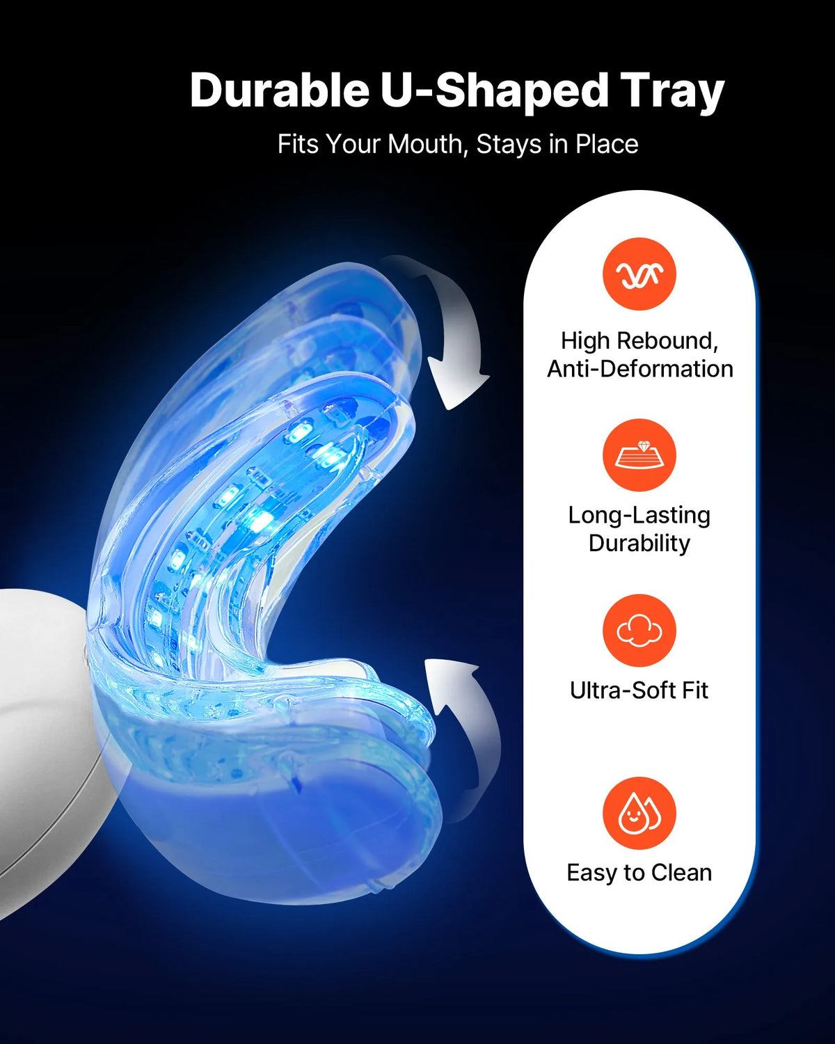 VEVOR Teeth Whitening Kit with LED Light, 32 LED Accelerator Light, Whitening Strips, Pens and Gel Syringes, U-shaped Tips, Portable Wireless Kit for Fast and Effective Stubborn Stain Removal