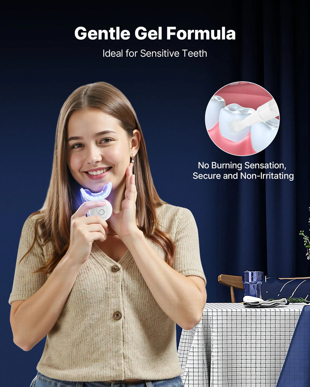 VEVOR Teeth Whitening Kit with LED Light, 32 LED Accelerator Light, Whitening Strips, Pens and Gel Syringes, U-shaped Tips, Portable Wireless Kit for Fast and Effective Stubborn Stain Removal