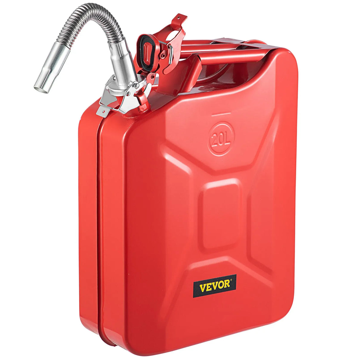 Fuel Can 20 L with Flexible Filler Spout, Steel, Red