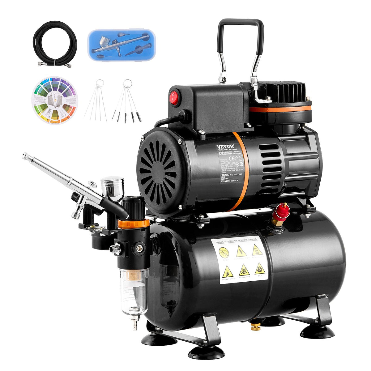 VEVOR Airbrush Painting Kit with Dual Fan Air Tank Compressor System and 3.5L Air Tank