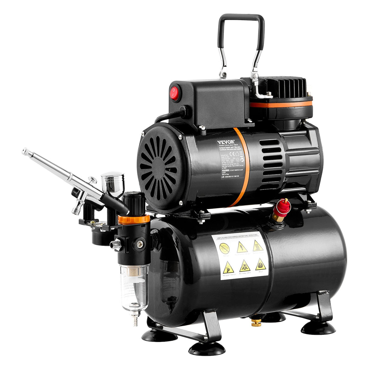 VEVOR Airbrush Painting Kit with Dual Fan Air Tank Compressor System and 3.5L Air Tank
