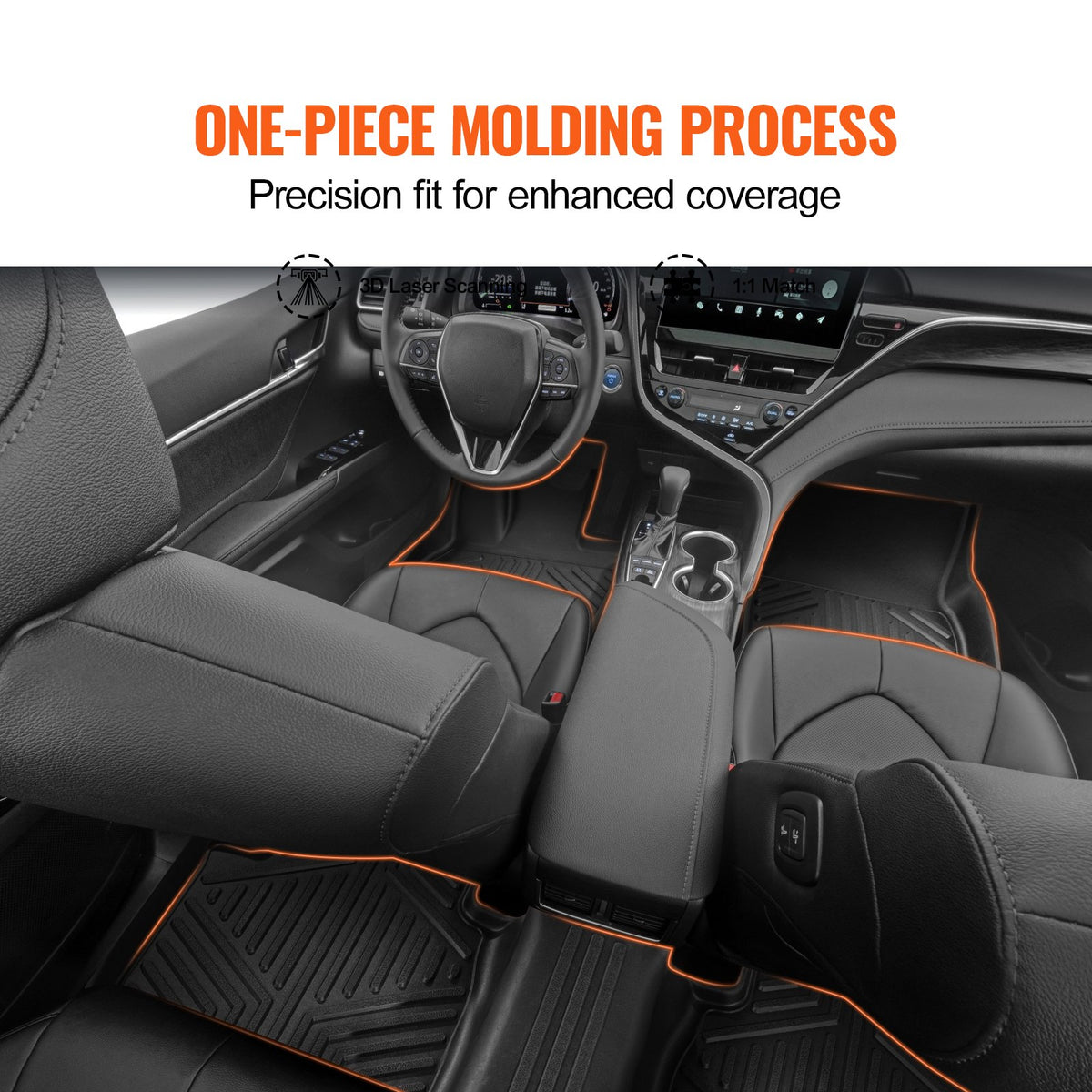 VEVOR Car Floor Mats for Toyota Camry (2018–2024), 3 pcs, TPE