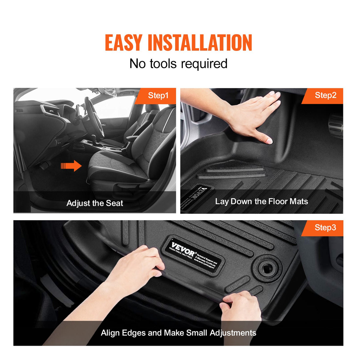 VEVOR Car Floor Mats for Toyota Camry (2018–2024), 3 pcs, TPE