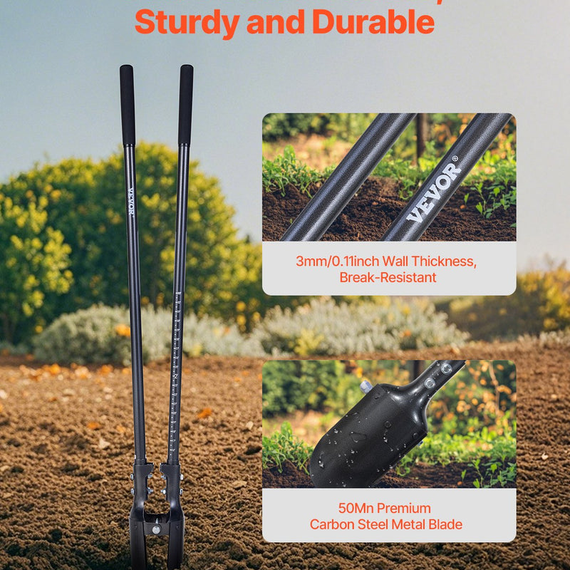 VEVOR posteņa urbšanas rīks ar oglekļa tērauda rokturi, mēroga atzīmēm, 146 cm urbis