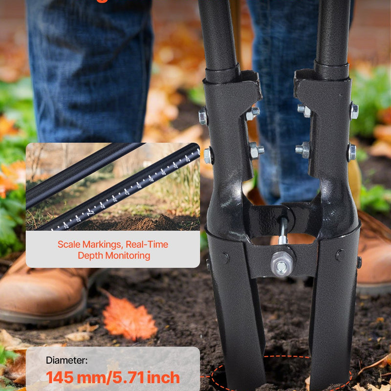 VEVOR posteņa urbšanas rīks ar oglekļa tērauda rokturi, mēroga atzīmēm, 146 cm urbis