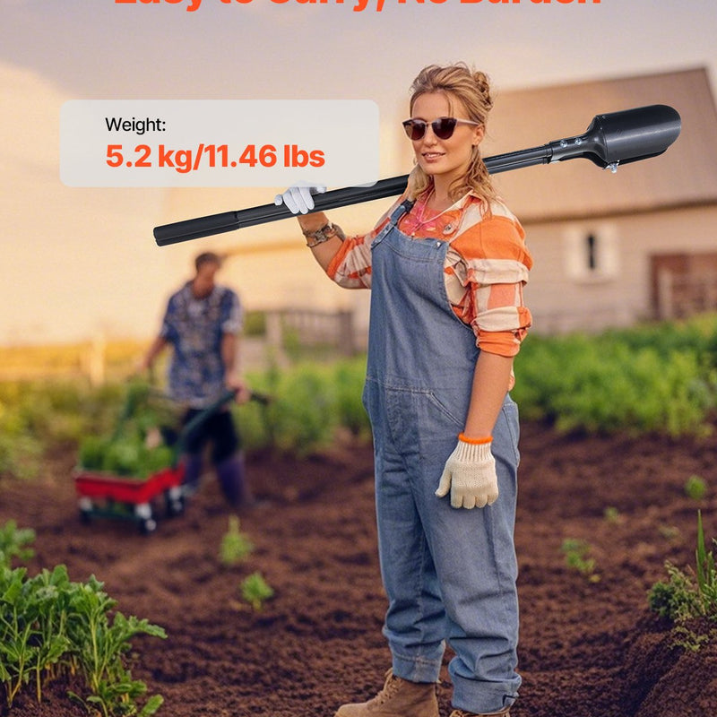 VEVOR posteņa urbšanas rīks ar oglekļa tērauda rokturi, mēroga atzīmēm, 146 cm urbis