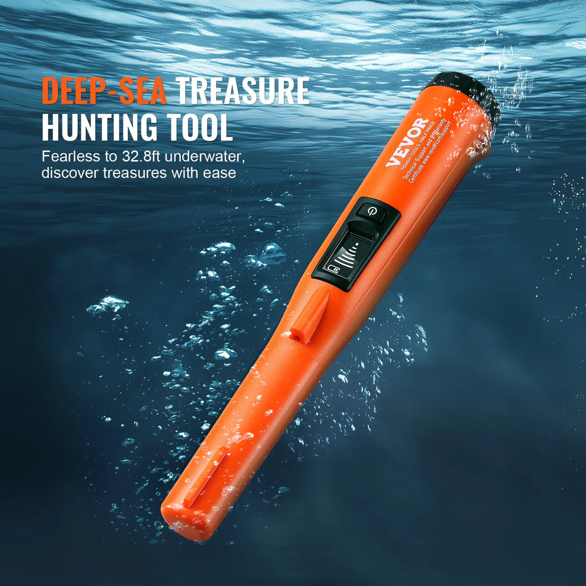 Metal Detector Precision Probe, IP68 Fully Waterproof Handheld Device with LCD Screen, 114 mm Detection Depth, 3 Operating Modes, Designed for Treasure Hunting, Includes Carrying Case and 9 V Battery, Suitable for Adults and Children