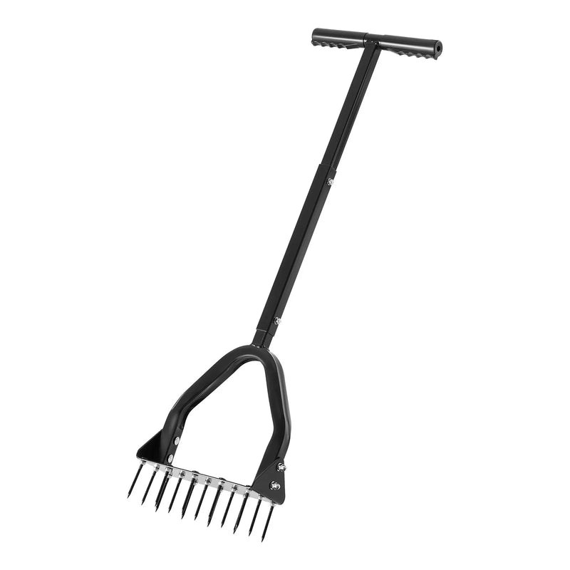 VEVOR manuāls zāliena aerators 234 mm ar 15 dzelzs tapām, zāliena aerācijas instruments ar garu rokturi un platu plāksni sablīvētai augsnei un zālieniem - ZEMLETES.LV