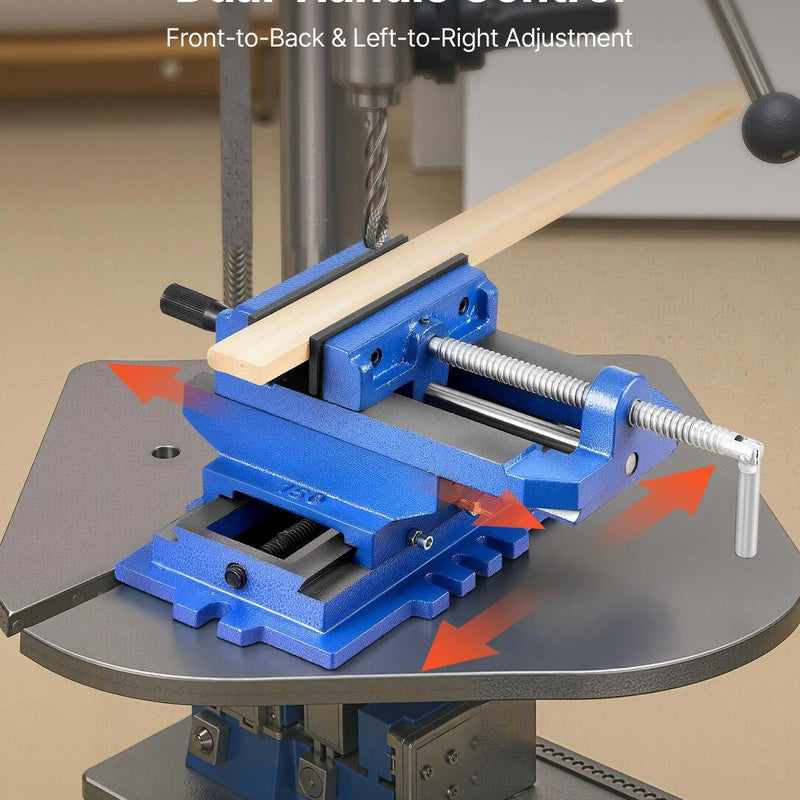 VEVOR krusteniskās padeves urbjmašīnas skrūvspīles, žokļu platums 102 mm, divvirzienu X–Y ass darbagalda skrūvspīles, maks. žokļu atvērums 89 mm, smagas slodzes čuguna konstrukcija, koka apstrādei, urbšanai un CNC frēzēšanai