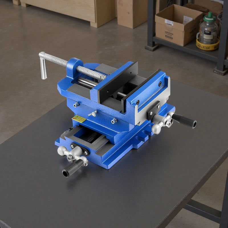 VEVOR krusteniskās padeves urbjmašīnas skrūvspīles, žokļu platums 102 mm, divvirzienu X–Y ass darbagalda skrūvspīles, maks. žokļu atvērums 89 mm, smagas slodzes čuguna konstrukcija, koka apstrādei, urbšanai un CNC frēzēšanai