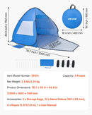 VEVOR pludmales telts nojume 2 personām ar UPF 50+ aizsardzību, pārnēsājama saules nojume ar pārnēsāšanas somu un smilšu kabatām, viegla un ātri uzstādāma, piemērota kempingam, makšķerēšanai un piknikiem brīvā dabā