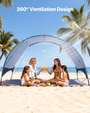 VEVOR pludmales telts nojume 4 personām ar UPF 50+ aizsardzību, pārnēsājama saules nojume ar pārnēsāšanas somu un zemes mietiem, viegla un ātri uzstādāma, piemērota kempingam, makšķerēšanai un piknikiem brīvā dabā