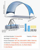 VEVOR pludmales telts nojume 4 personām ar UPF 50+ aizsardzību, pārnēsājama saules nojume ar pārnēsāšanas somu un zemes mietiem, viegla un ātri uzstādāma, piemērota kempingam, makšķerēšanai un piknikiem brīvā dabā